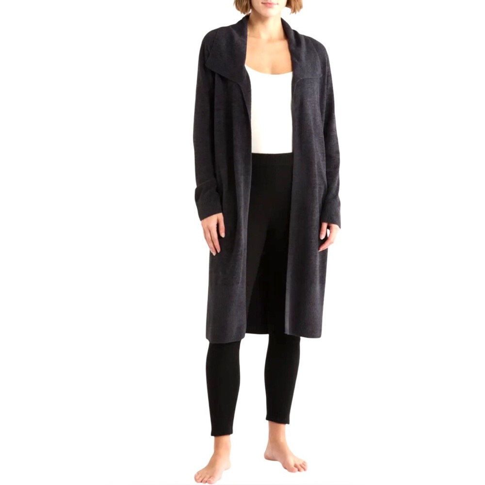 Barefoot Dreams CozyChic Ultra Lite Open Front Cardigan Sweater Grey Size Medium